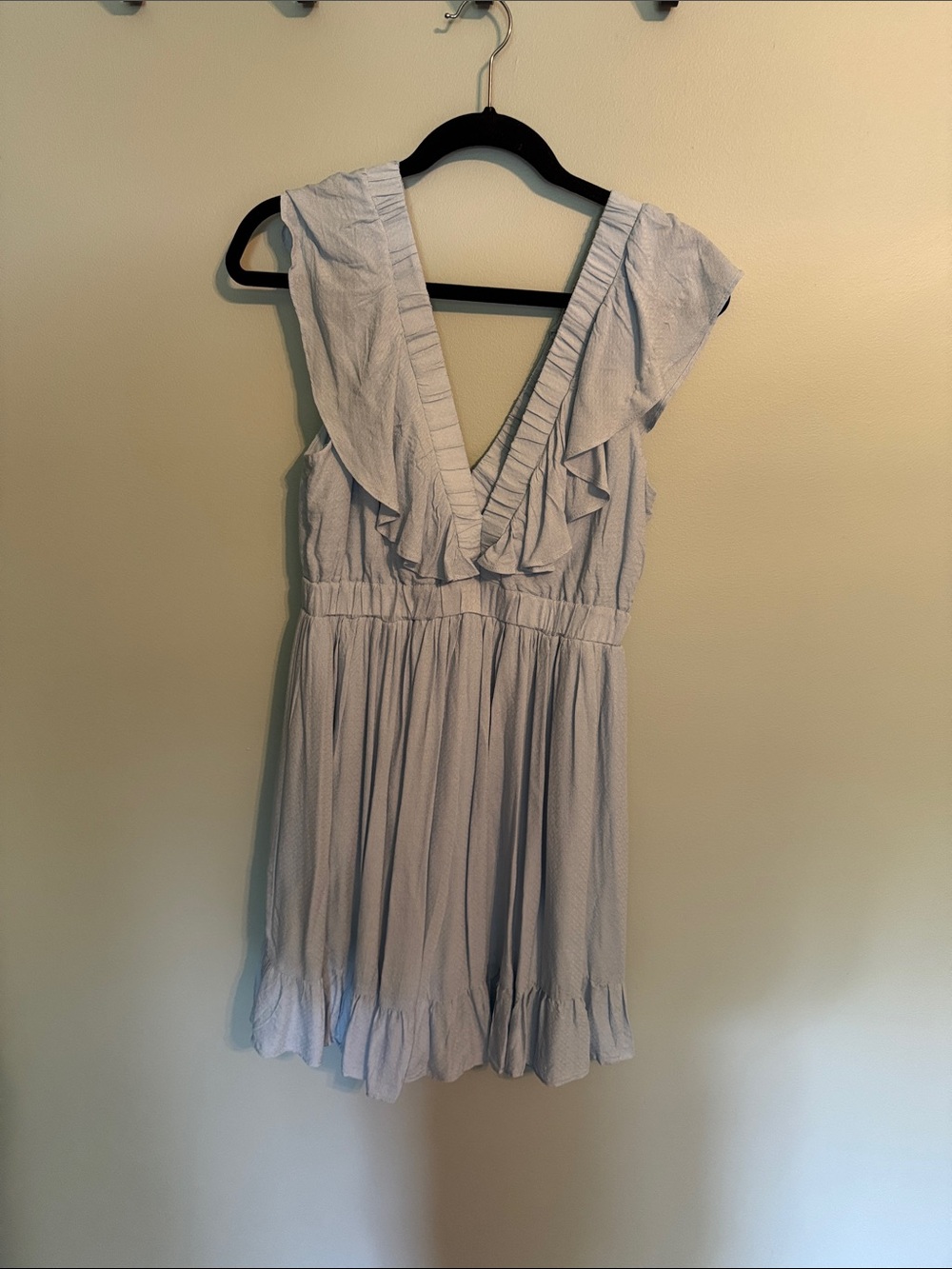 Light Blue Ruffle V-Neck Mini Dress